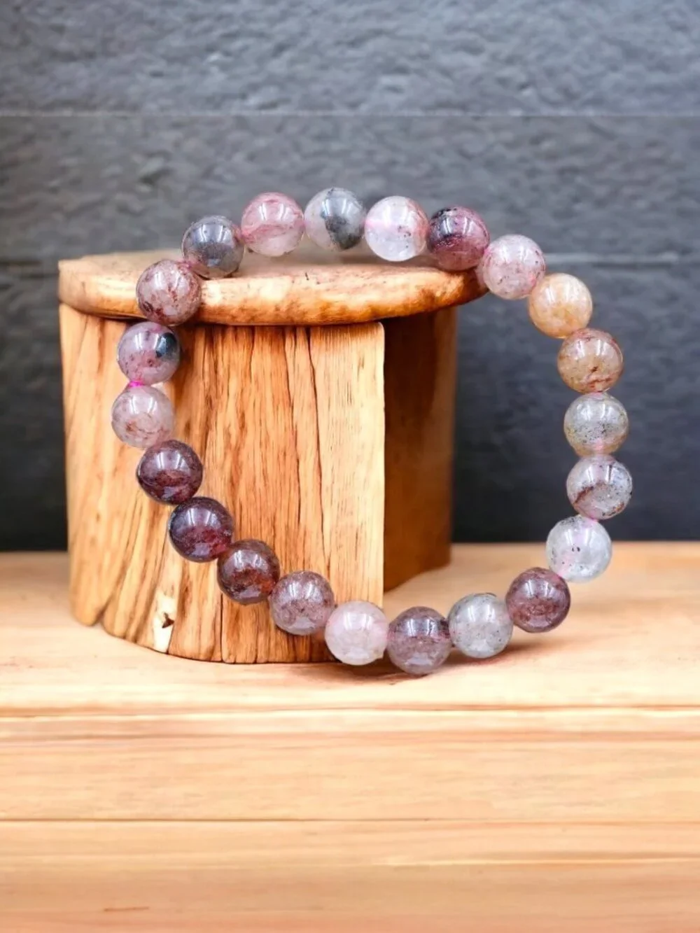 Red Quartz Crystal Stretch Bracelet | Handmade